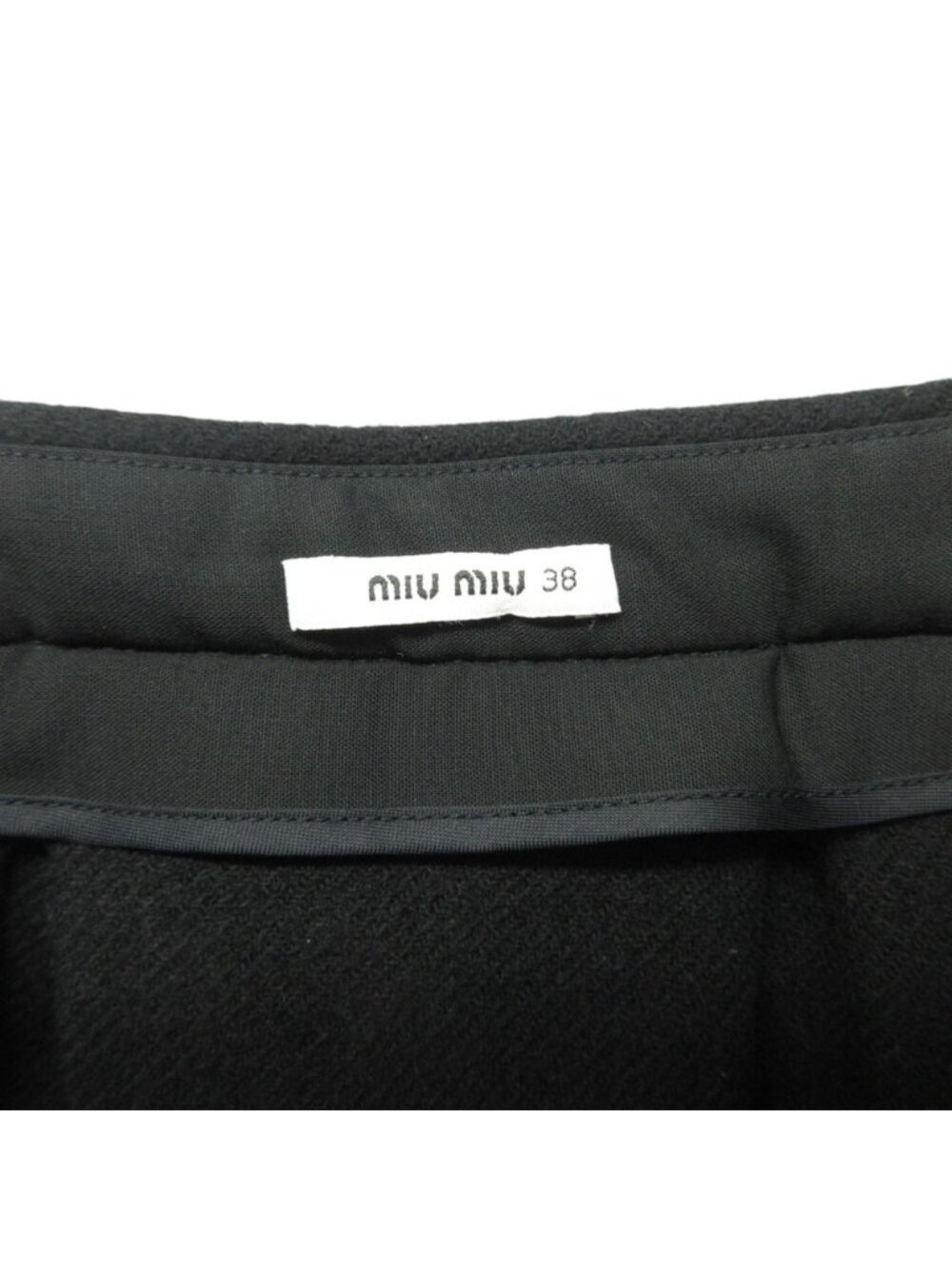 Miu Miu Skirt Flare Tuck Box Pleats Wool Black - Picture 6 of 7